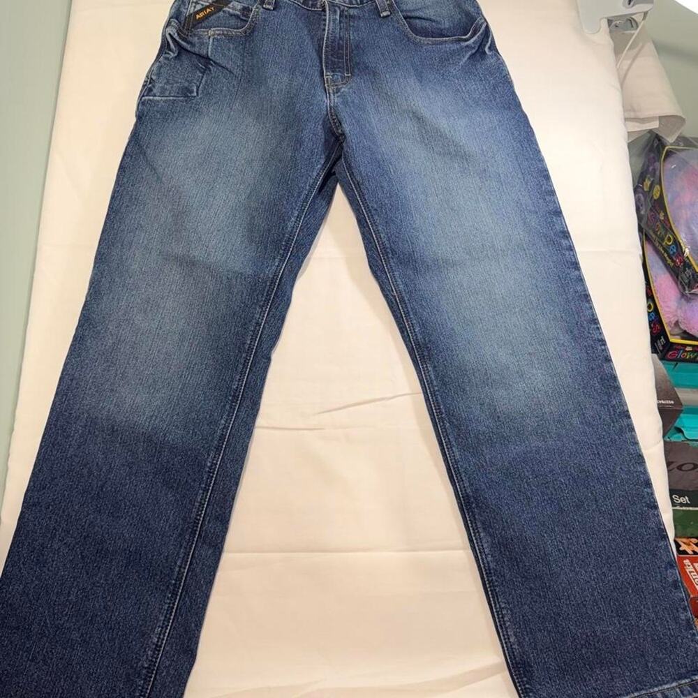Ariat Rebar M3 Loose Straight Jeans Mens 30x30 Medium Stone Wash Western Work